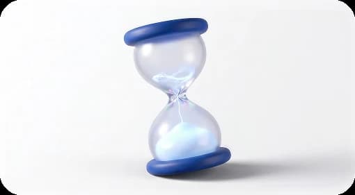 An hourglass in blue glass and resin